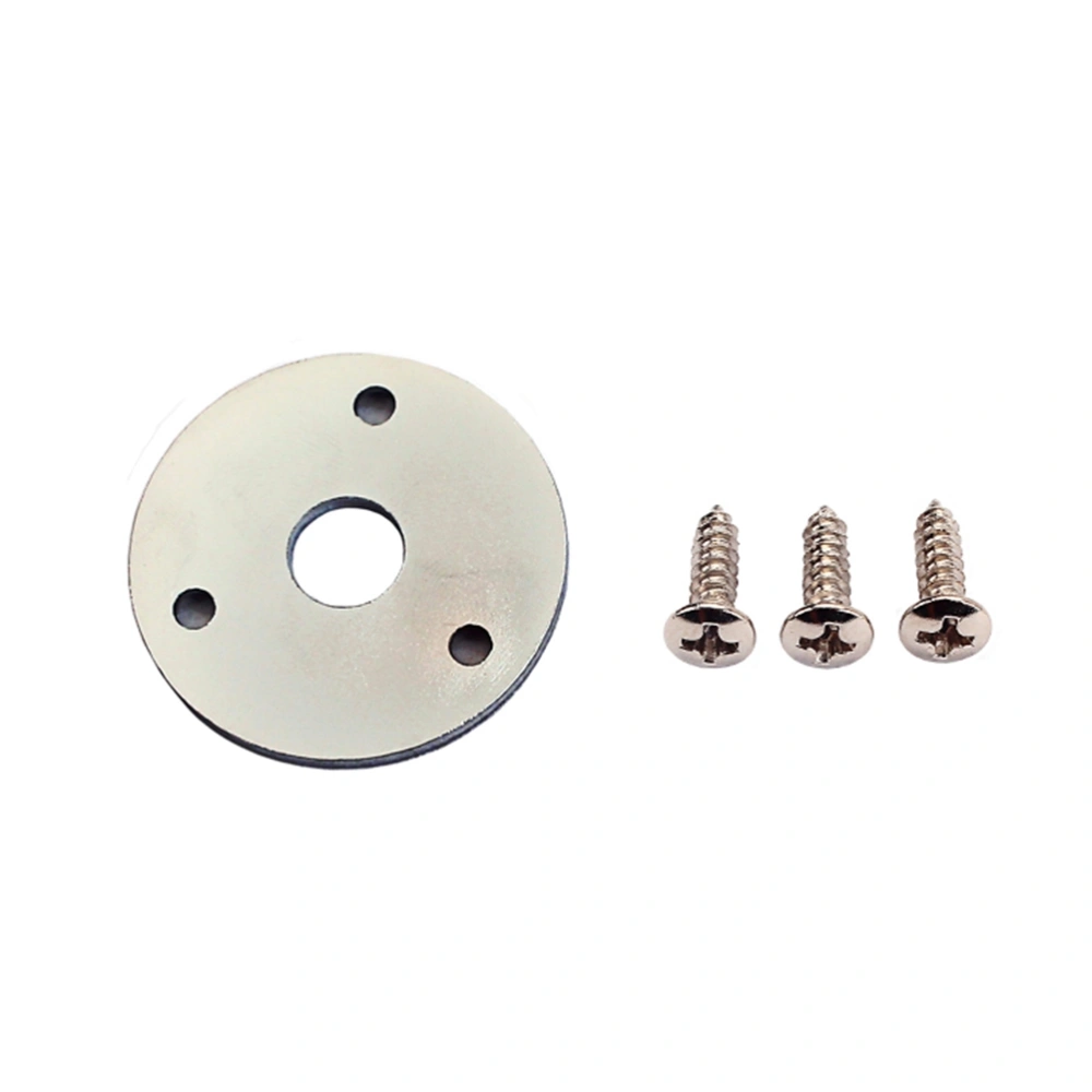 Round Guitar Jack Plate Indented 1/4 Inch Guitar Pickup Output Input Jack Socket Plate Metal Jack Plate With Screws for Electric Guitar Bass (Silver)