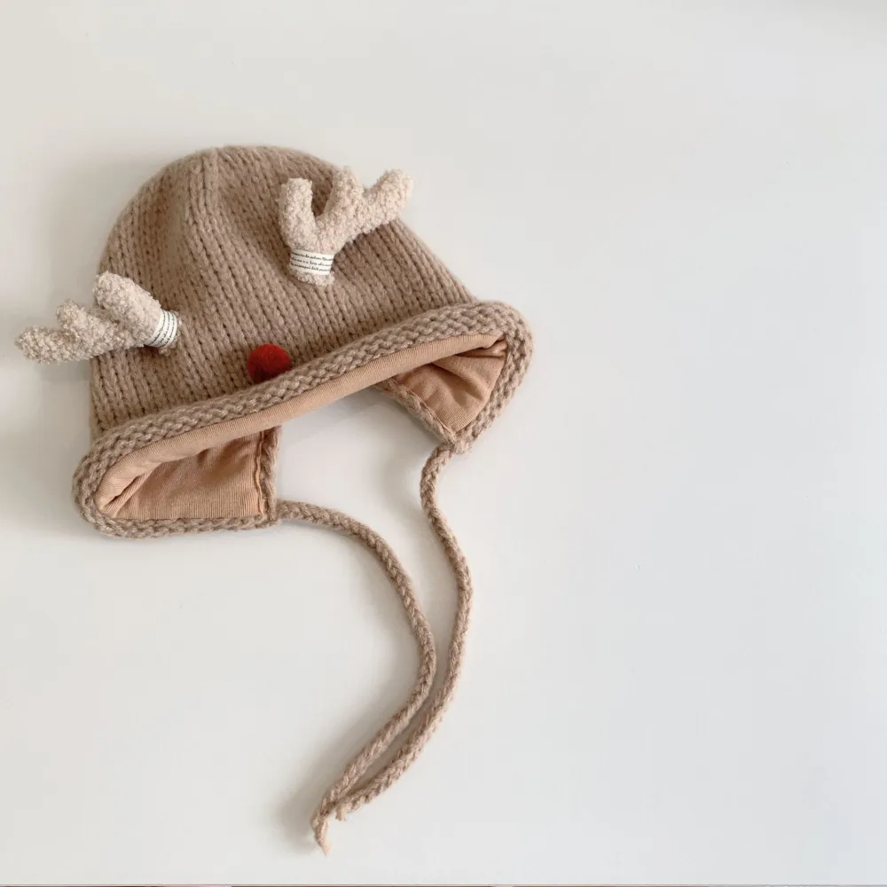 Christmas Hat Warm Hat Antler Hat Decorative Hat Cute Hat Toddler Hat with Chin Strap