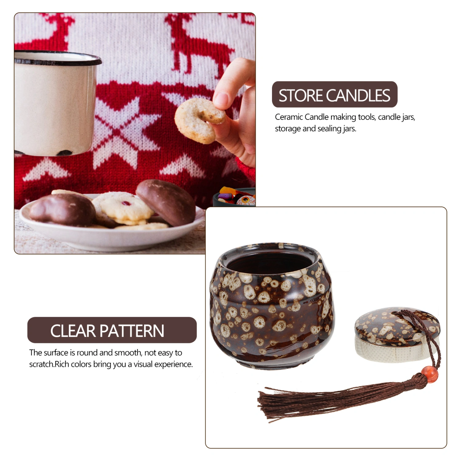 2Pcs Ceramic Candle Cans Porcelain Sealed Cans Candies Snacks Packaging Boxes