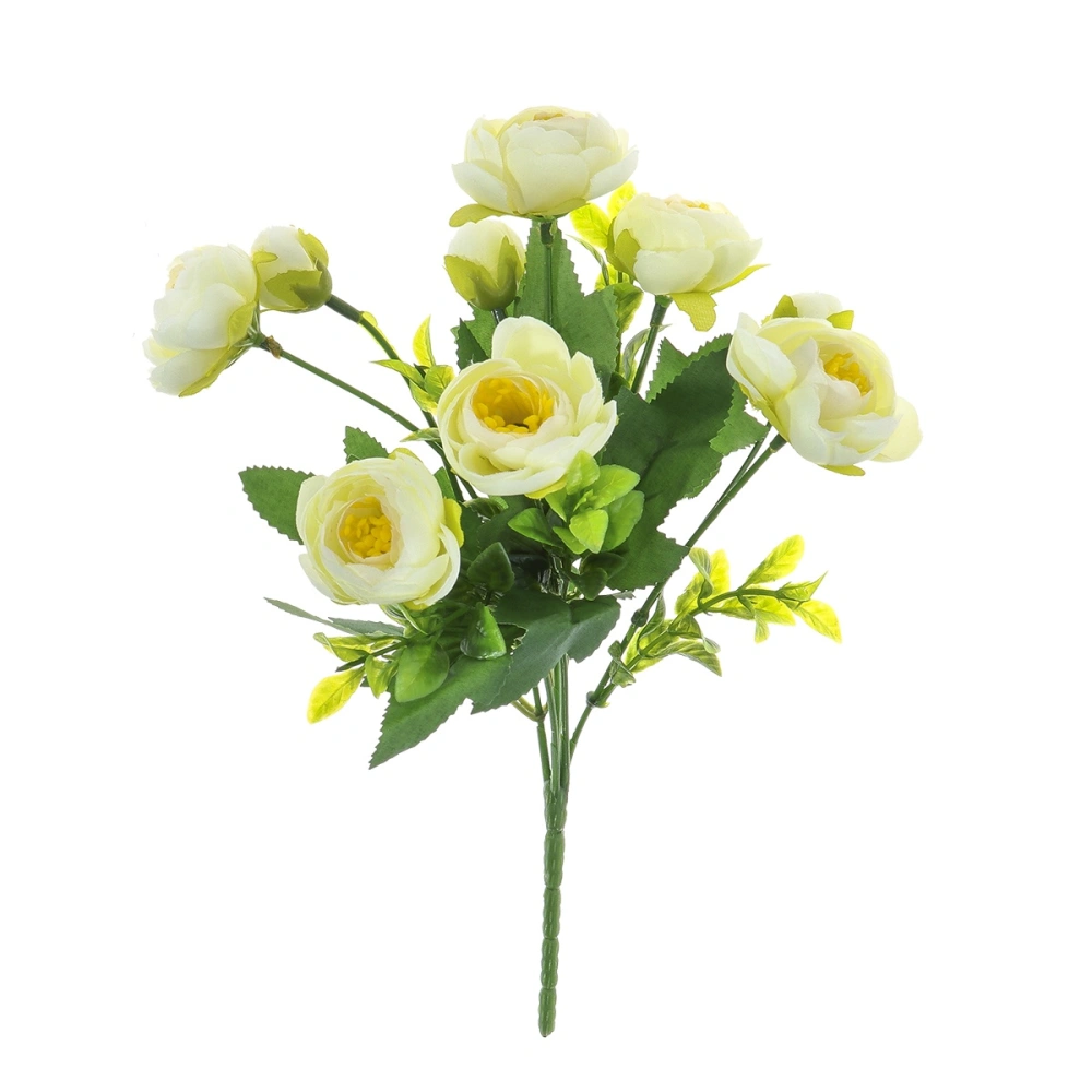 2pcs Artificial Camellia Flowers Bouquet Fake Plant Bundle for for Party Wedding Home Decoration (White)