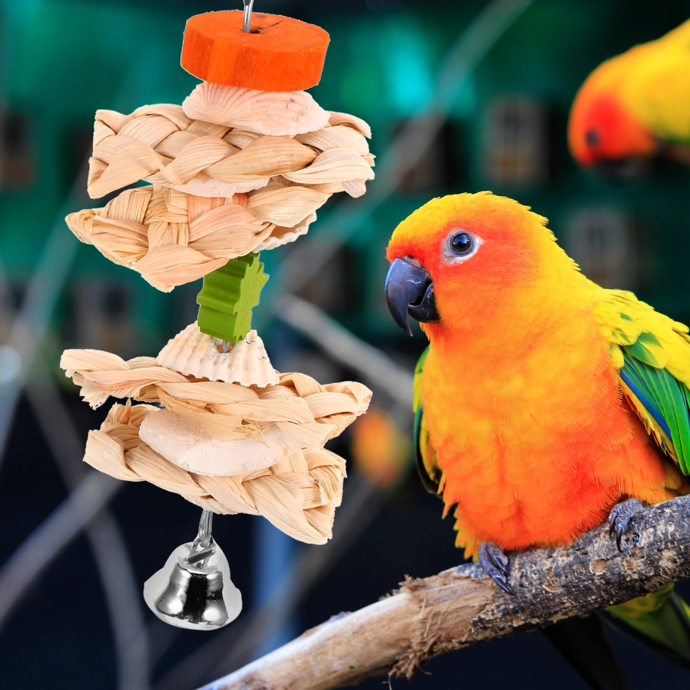 Parrot Natural Chewing Toy Bird Cage Hanging Shredding Toy Wear-resistant Bird Foraging Toy