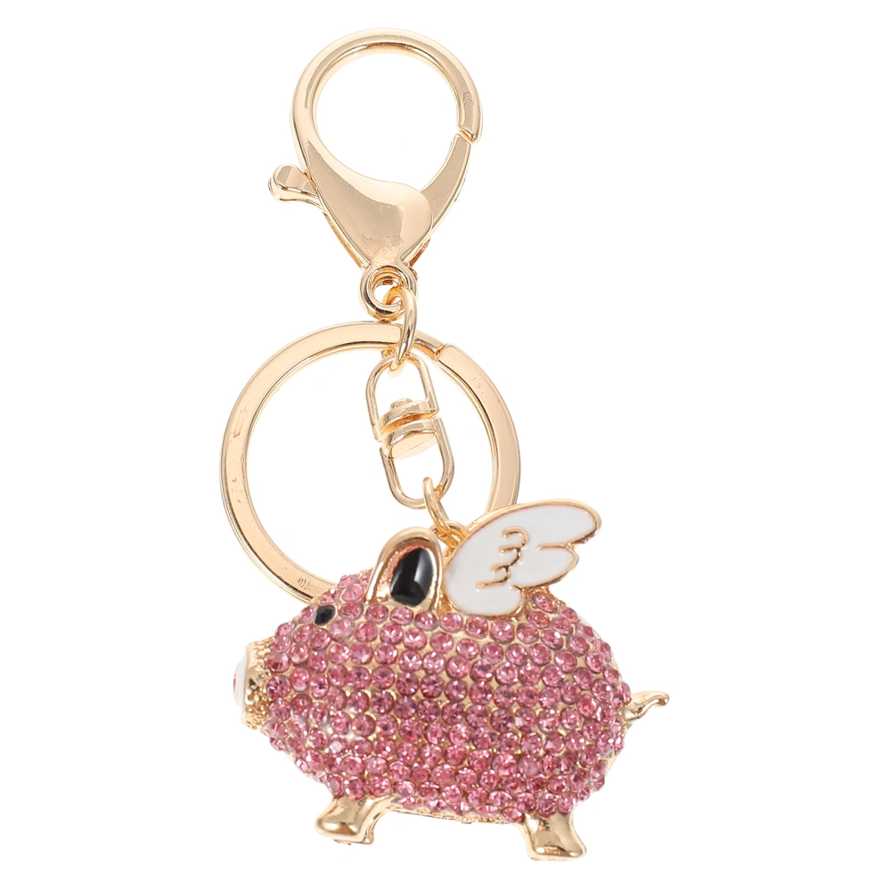 Colored Pig Shaped Key Ring Pendant Rhinestone Studded Animal Key Chain Pendant