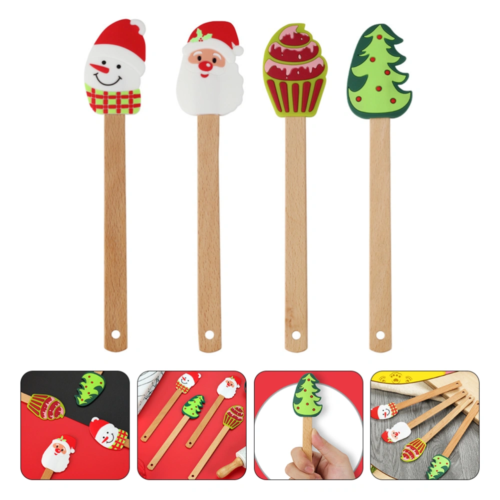 4Pcs Christmas Cream Scrappers Practical Cake Spatulas (Assorted Color)