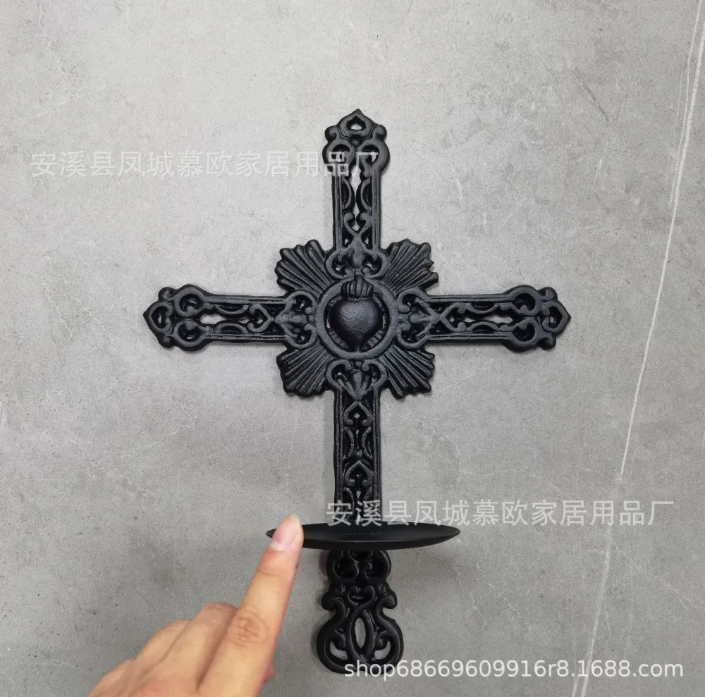 Cross Wall Sconce Candle Holder Wall-Mount Metal Candle Holder Candle Stand Holder