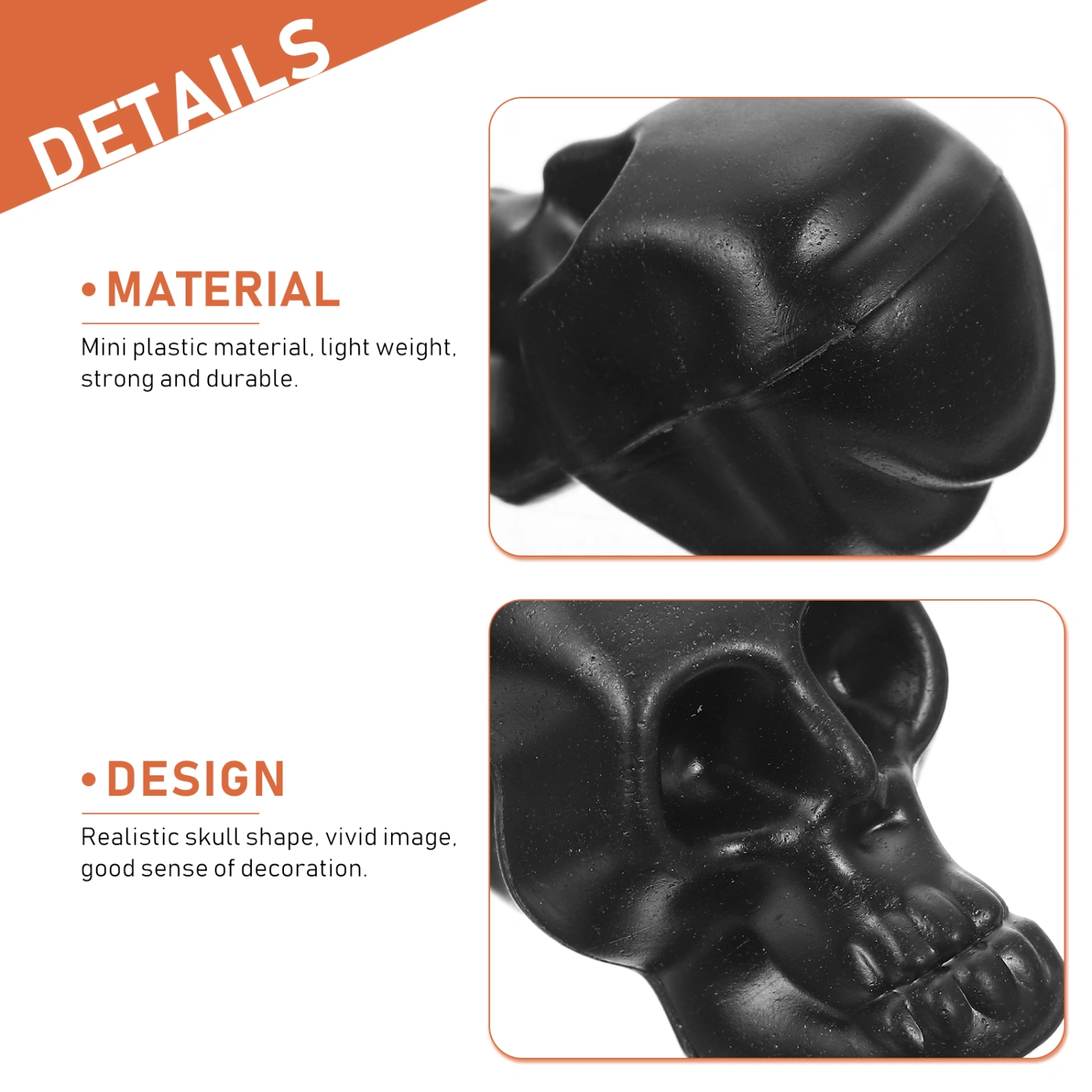50Pcs Halloween Skull Model Small Plastic Skeleton Head Decor Simulation Skull Decor