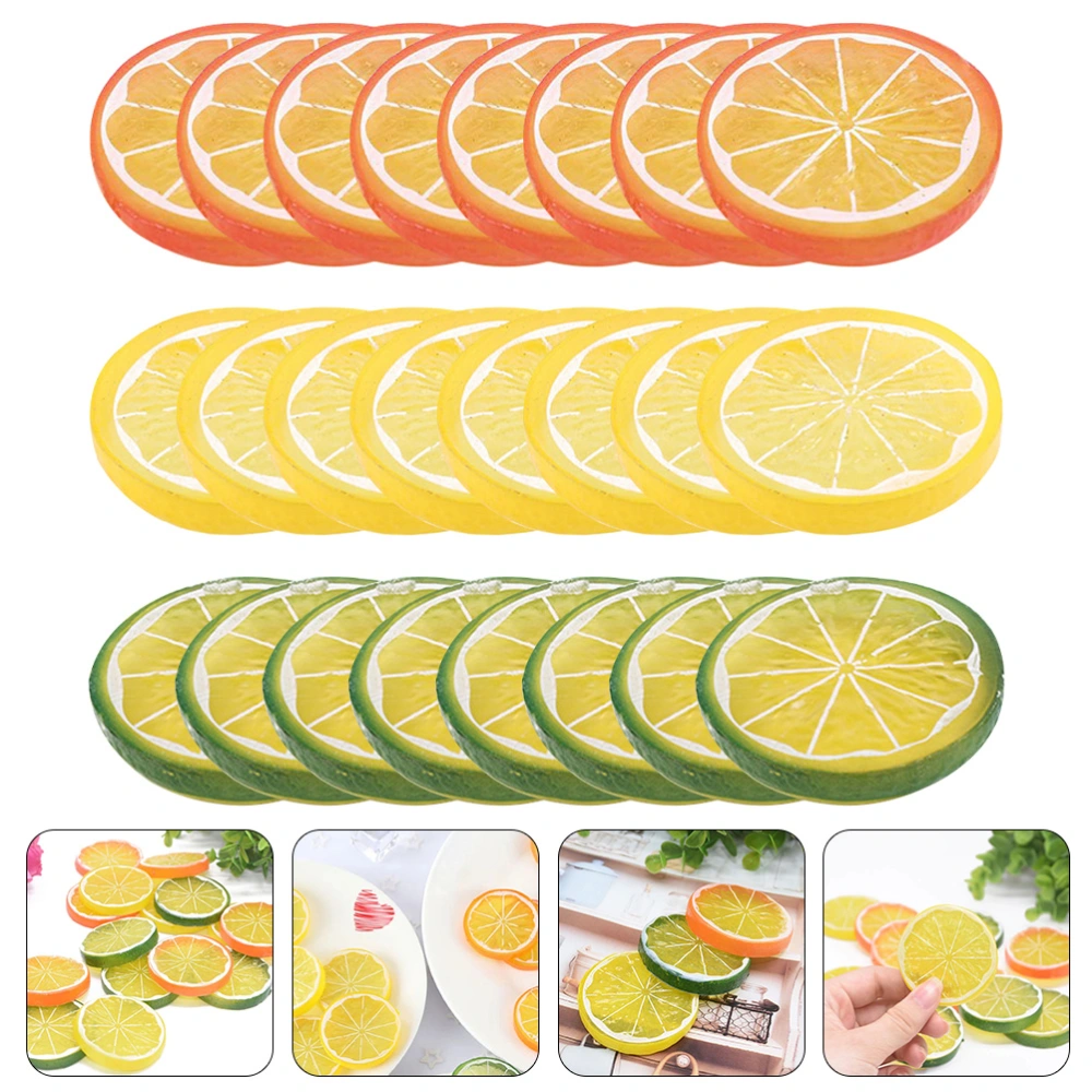 24pcs Artificial Lemon Slices Simulation Lemon Slices Kitchen Table Fake Fruit Decors