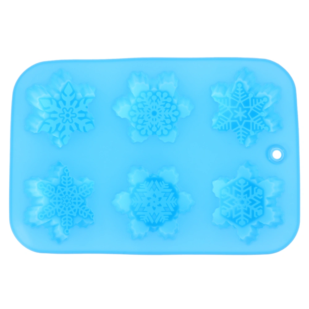 Silicone 6-Cavity Cake Molds Assorted Pattern Snowflake Mould DIY Handmade Soap Mold for Home Practice (Random Color)