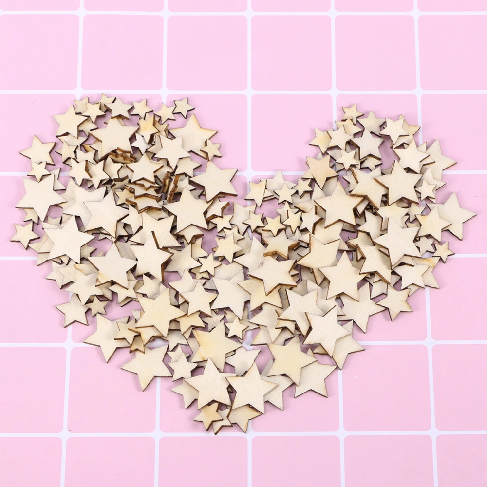 200pcs Mixed Size Wooden Pentagram Craft Embellishments Wood Ornament for DIY Art Wedding Decoration(10mm+12mm+15mm+20mm)