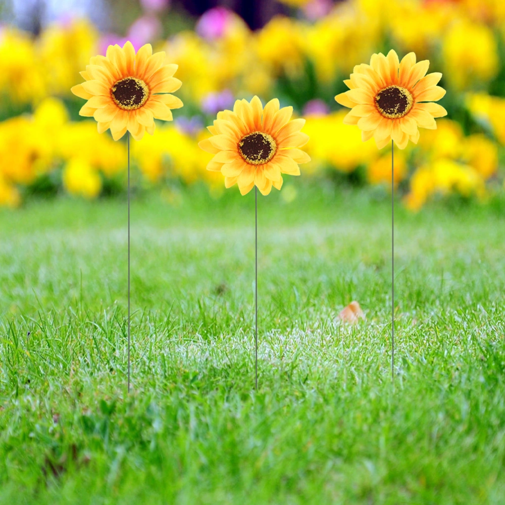 10Pcs Flower Garden Stake Decor Craft Pathway Stake Garden Sunflower Sign Decoration