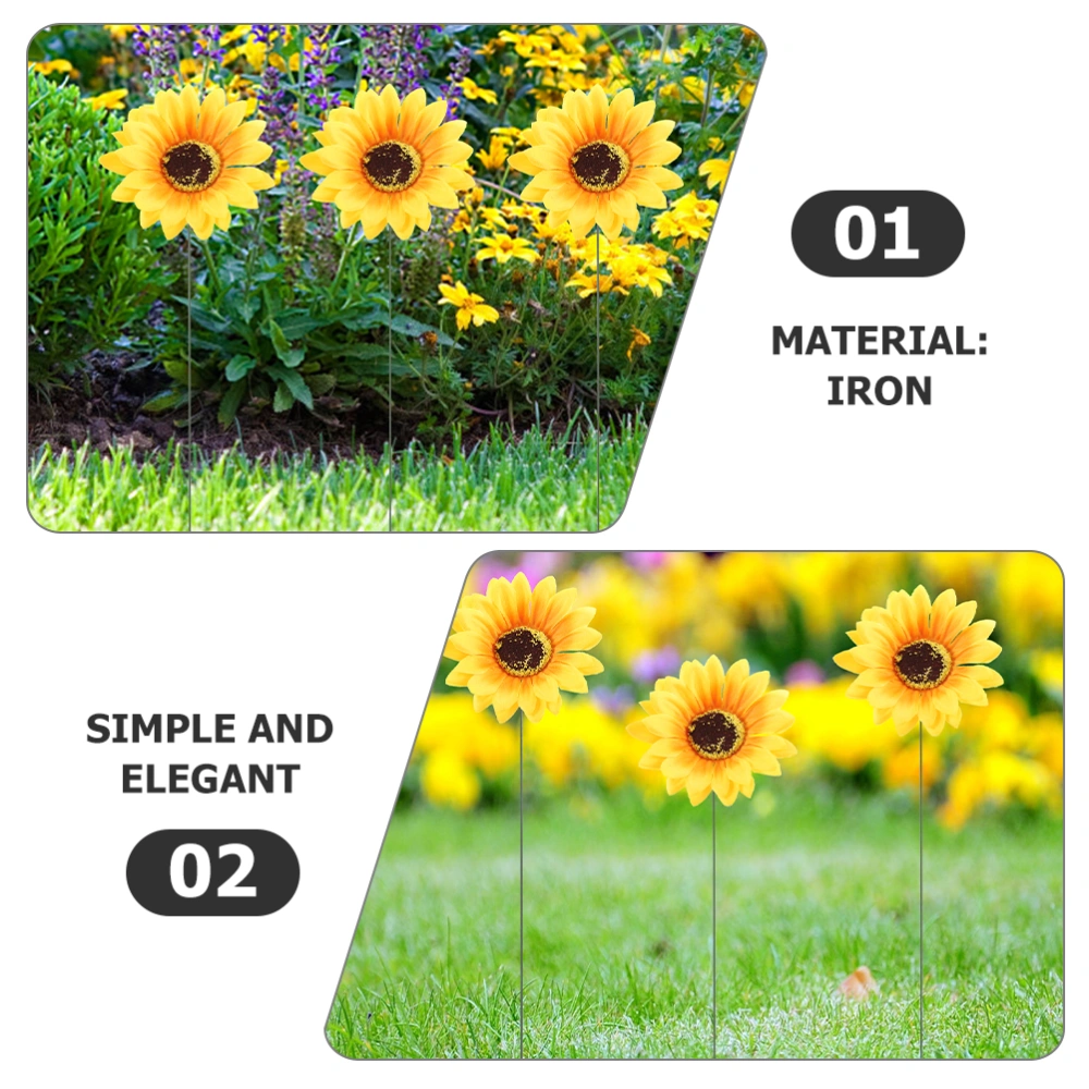 10Pcs Flower Garden Stake Decor Craft Pathway Stake Garden Sunflower Sign Decoration