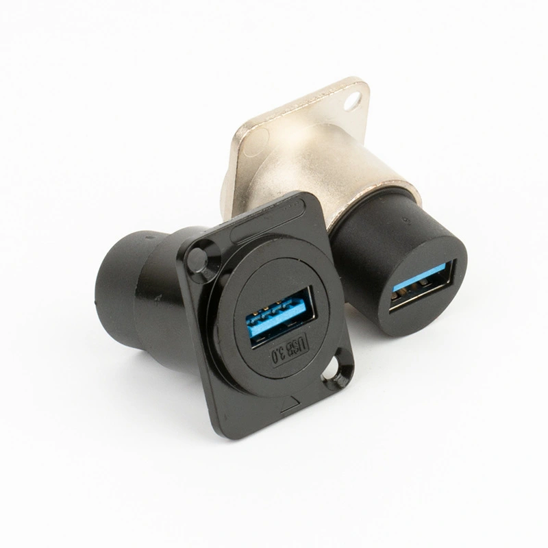 2pcs USB Panel Mount Pass Through Connector Female To Female USB 3.0 Extension