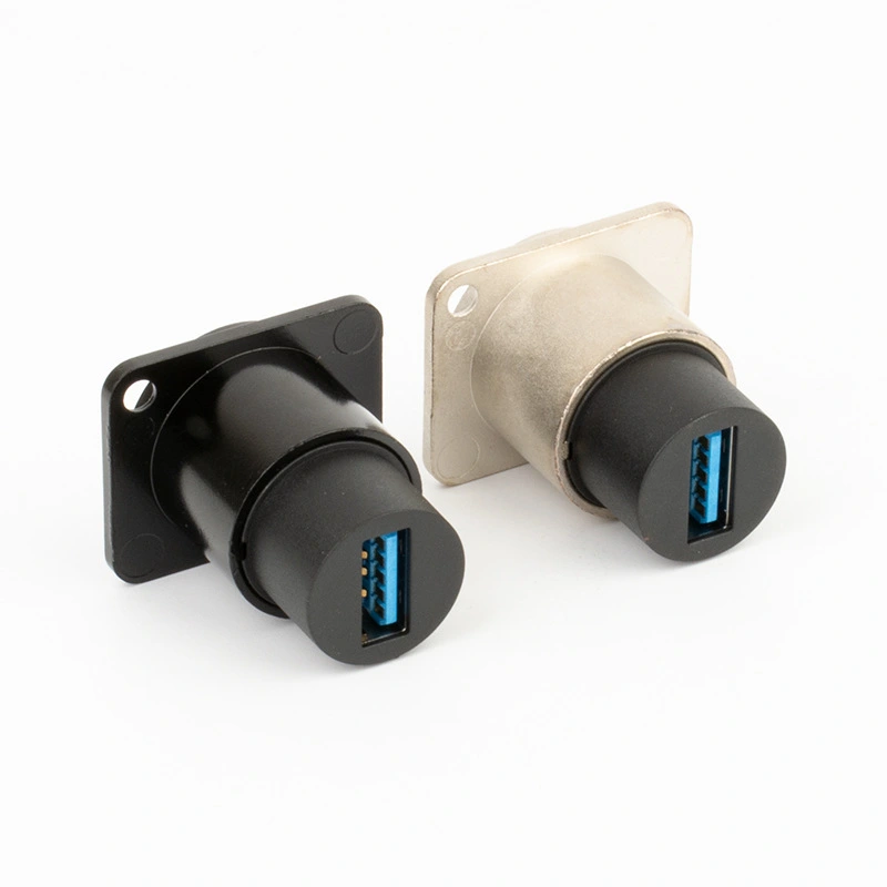 2pcs USB Panel Mount Pass Through Connector Female To Female USB 3.0 Extension