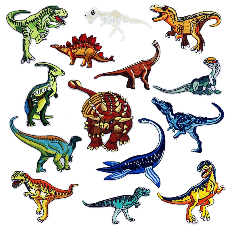 14pcs Lovely Dinosaur Embroidered Patches DIY Clothing Stickers Cloth Patches Clothing Decors