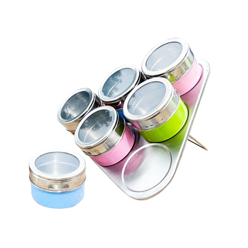 6pcs Seasoning Jar Stainless Steel Seasoning Jar Colorful Visual Seasoning Jar (Color Random)