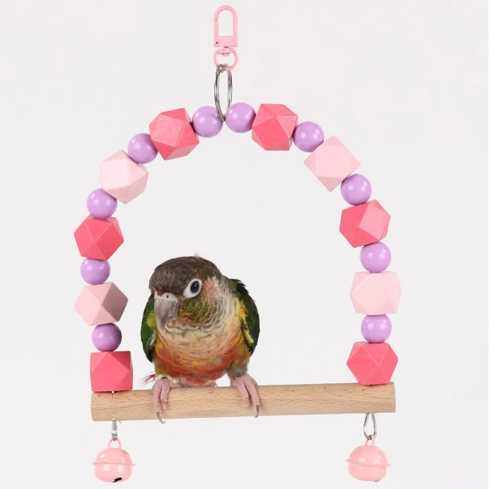 Wooden Bird Swing Bird Perch Parrot Hanging Swing Toy Birds Parrots Wooden Swing