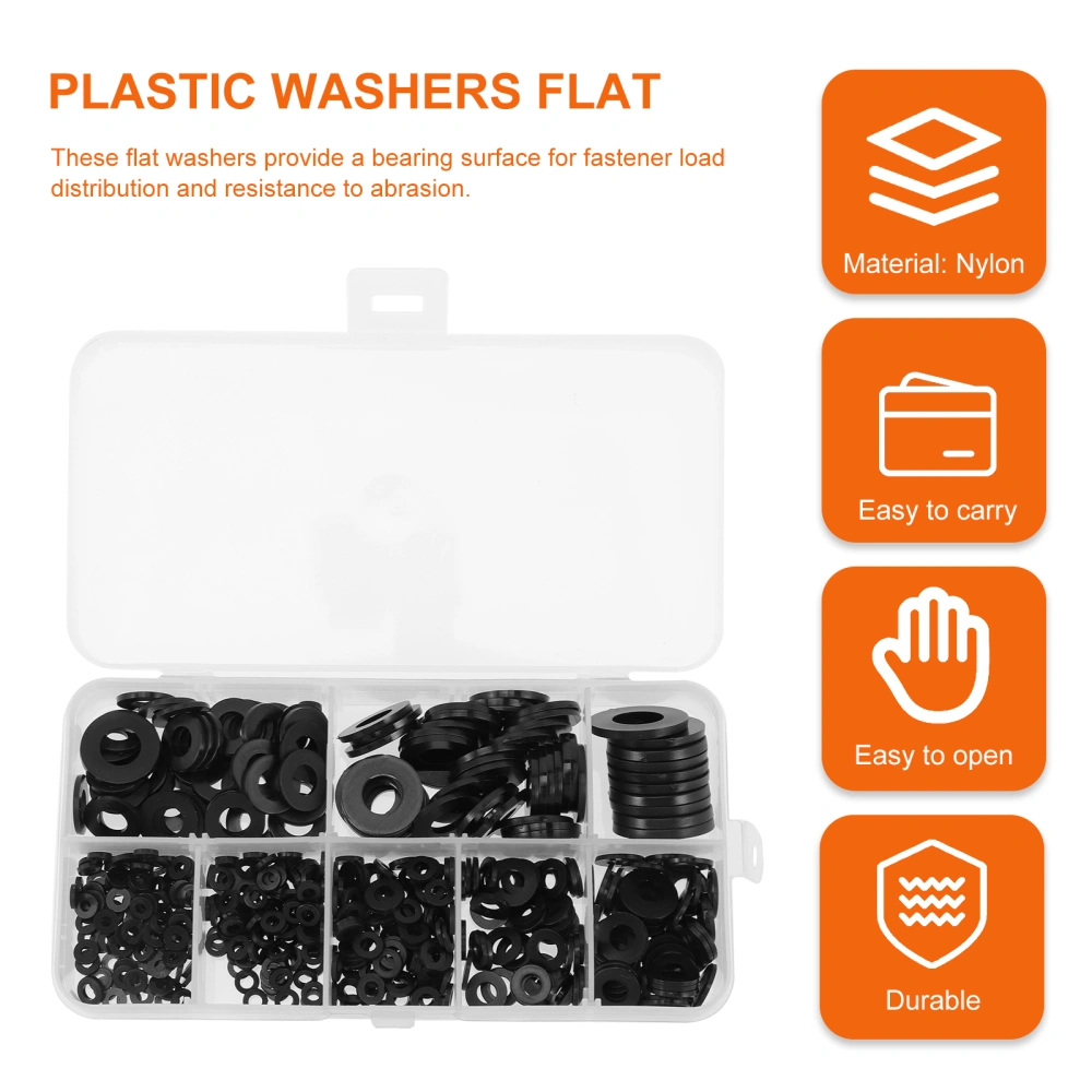 500pcs Flat Washers Assortment Kit Flat Nylon Washers Accessories Kit for Stroke Outboard Engine