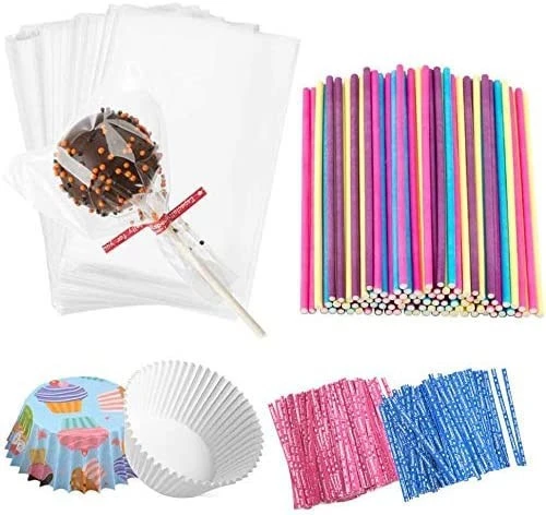 1 Set of Lollipop Wrapping Bags Lollipop Bags Cups Lollipop Pouch Kit Lollipop Bag Sticks and Ties