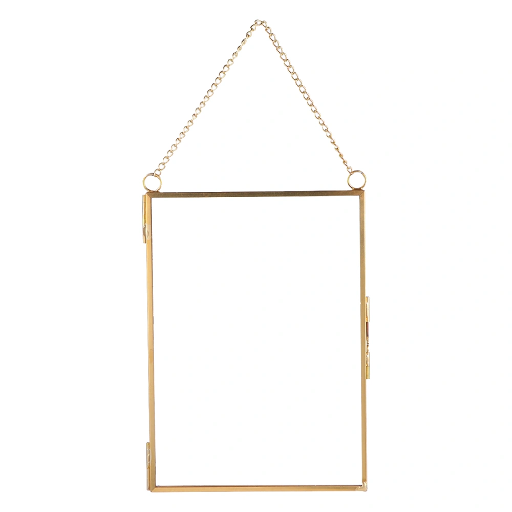 Hanging Glass Photo Prame Specimen Clip Decorative Picture Frame Specimen Holder Hanging Photo Frames Wall Decoration (Copper Color)