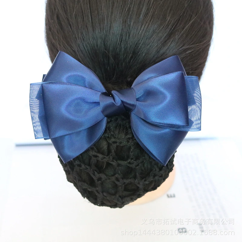 2pcs Hair Bun Covers Bow Hair Net Clips Women Hair Bun Net Hair Accessories for Nurses Stewardess