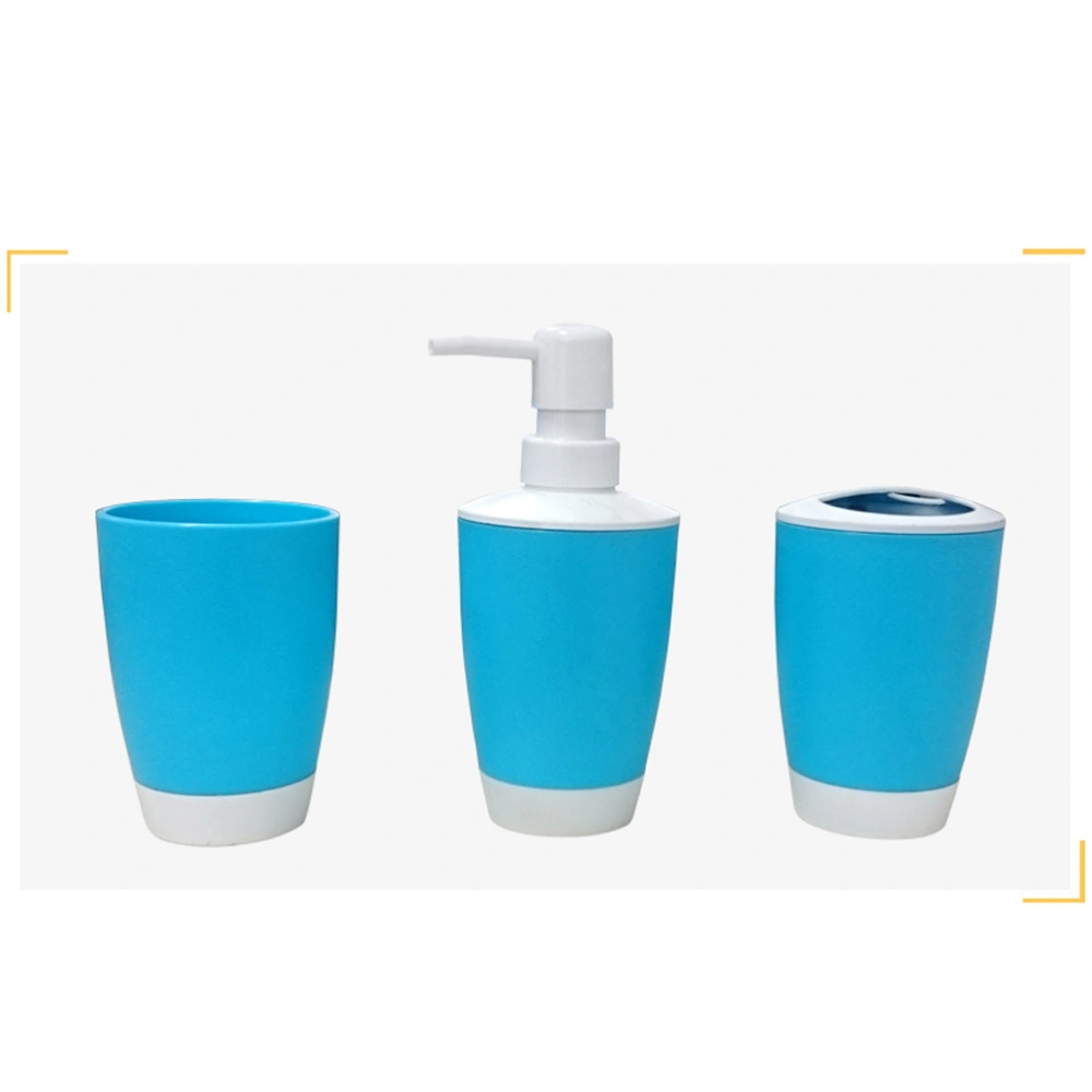 New Style 6pcs Plastic Bathroom Accessory Set Lotion Dispenser Toothbrush Holder Tumbler Cup Soap Dish Toilet Brush Trash Can (Green)