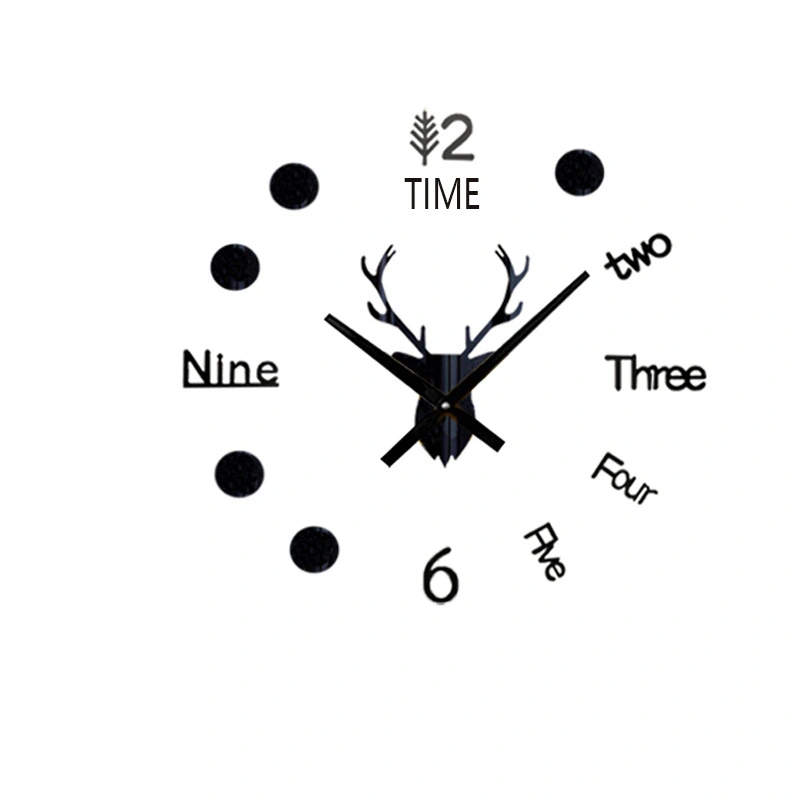 DIY Acrylic Clock Deer Head Shape Wall Clock Decorative Acrylic Wall Clock for Home