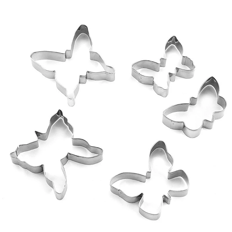 5pcs Stainless Steel Butterfly Cookie Cutter Cookie Cutters Cookie Molds Party Cake Candy Making Tools