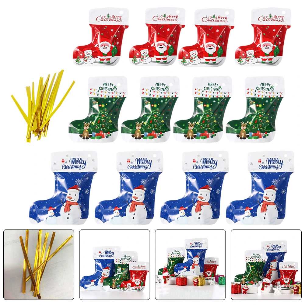 1 Set Christmas Theme Biscuit Packing Bag Self-standing Cookies Candy Bag