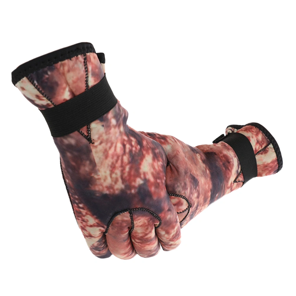 1 Pair 3mm Anti-slip Diving Gloves Fishing Scratch Prevention Safety Gloves for Diving Swimming Fishing - Size M (Camouflage)