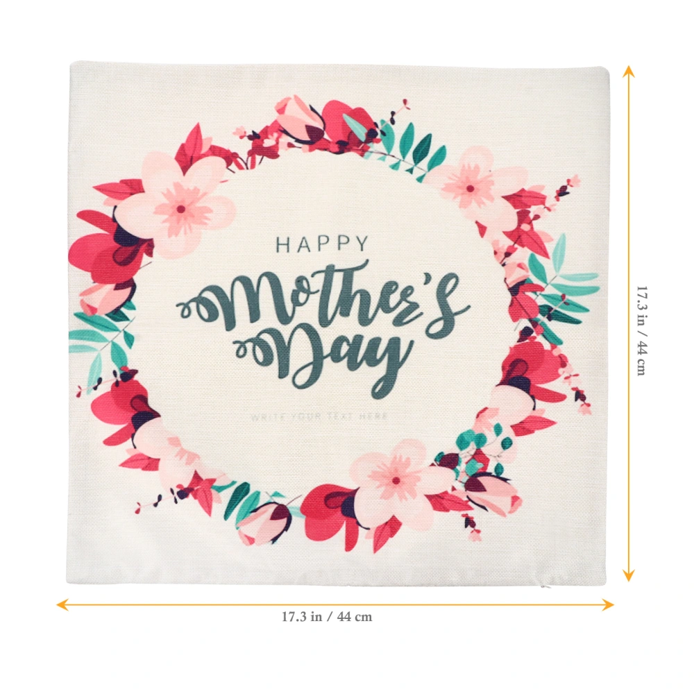 1Pc Mother's Day Theme Pillowcase Wreath Pillow Cover Chic Pillow Case