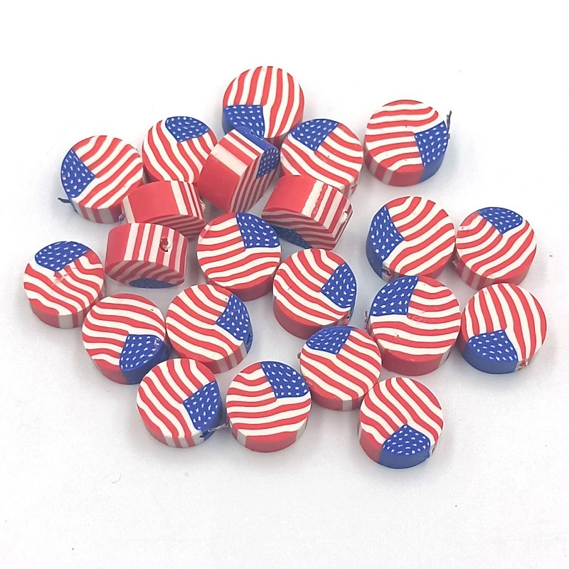 100 pcs Patriotic Beads Polymer Clay Beads USA Flag Beads DIY Jewelry Spacer Beads