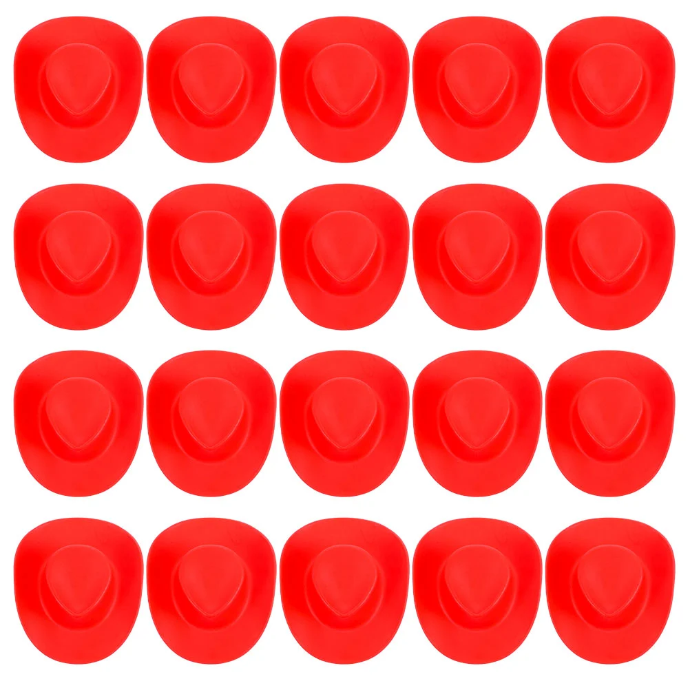 20 pcs Mini Cowboy Hats Miniature Cowboy Hats Dolls Decor Cowboy Hats Plastic Tiny Cowboy Hats