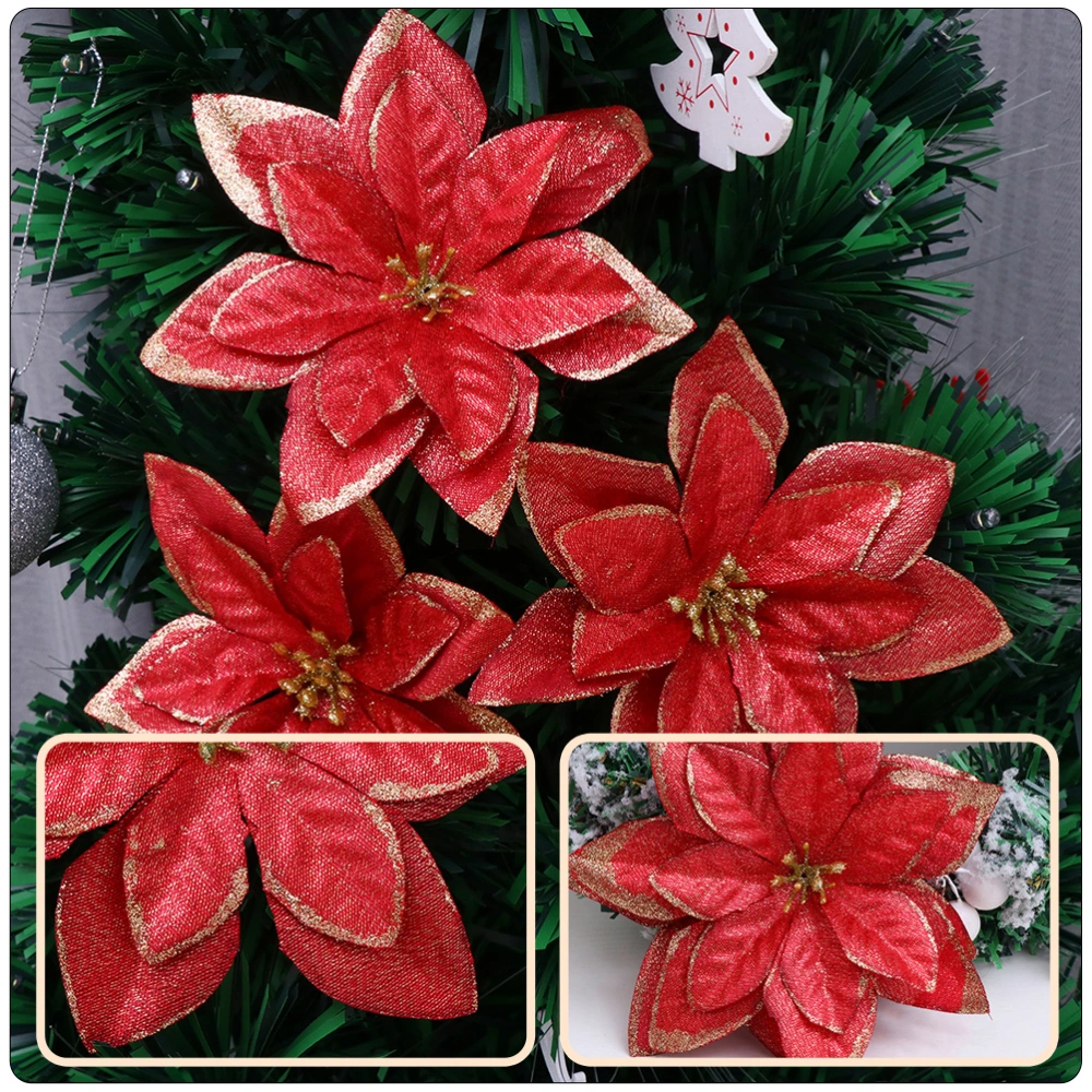 32Pcs Christmas Flower Decorations Christmas Tree Adornments Imitated Flowers