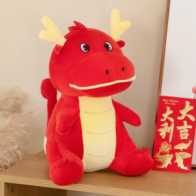 Stuffed Dragon Doll Chinese Dragon Doll Cartoon Dragon Ornament New Year Mascot Doll