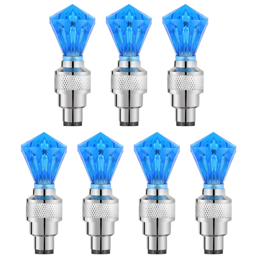 7PCS Bike Tyre Plug Cycle Lights Blue Light Cores Lamp Luminous Cycling Accessories (Blue)