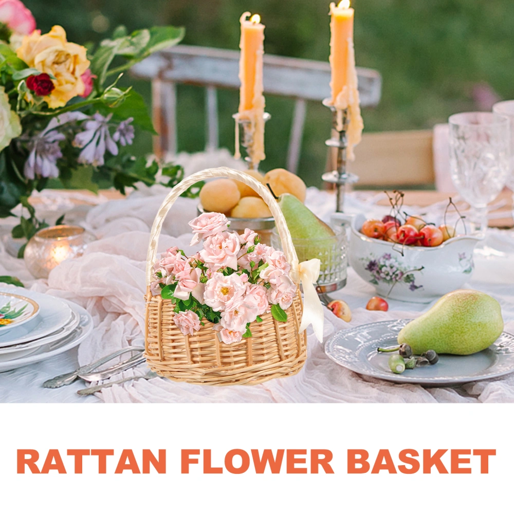 Rattan Flower Basket Flower Girl Carrying Basket Handmade Basket Photography Prop