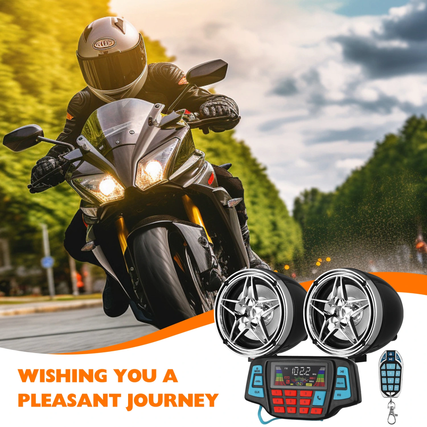1 Set Motorcycle Stereo Speaker Car Play Screen Motorcycle Audio Receiver Music Player