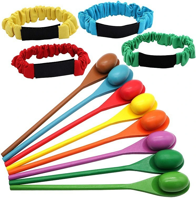 1 Set of Egg Spoon Race Game Wooden Egg Balance Toy Sensory Training Toy