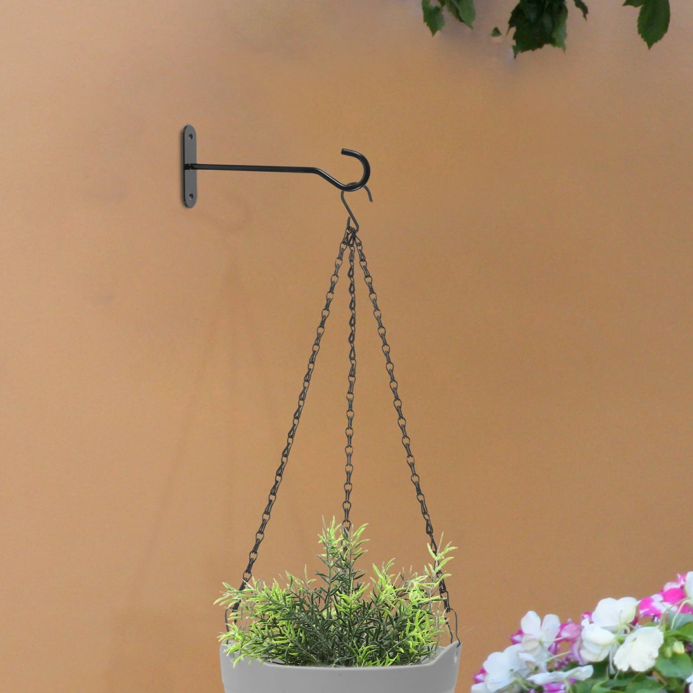  2 Sets Outdoor Planter Hook Wall Mount Planter Holder Hanging Bracket Flowerpot Hanger Hook