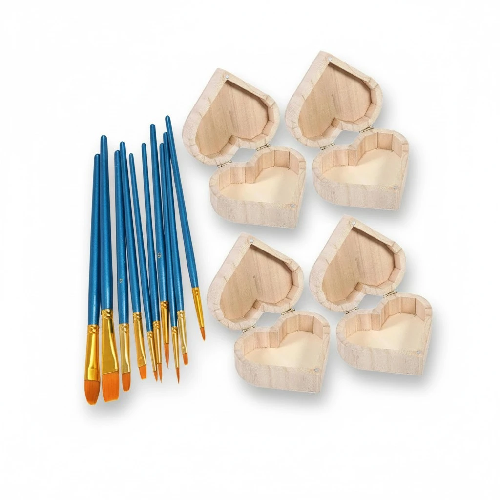 1 Set Unfinished Wood Box DIY Craft Storage Organizer Jewelry Organizer Centerpiece Box