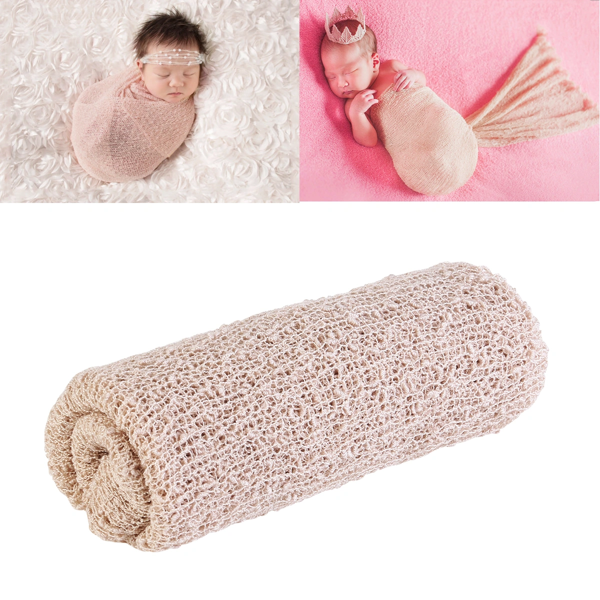 TINKSKY Newborn Baby Photography Photo Prop Stretch Wrap Baby Long Ripple Wrap (Beige)