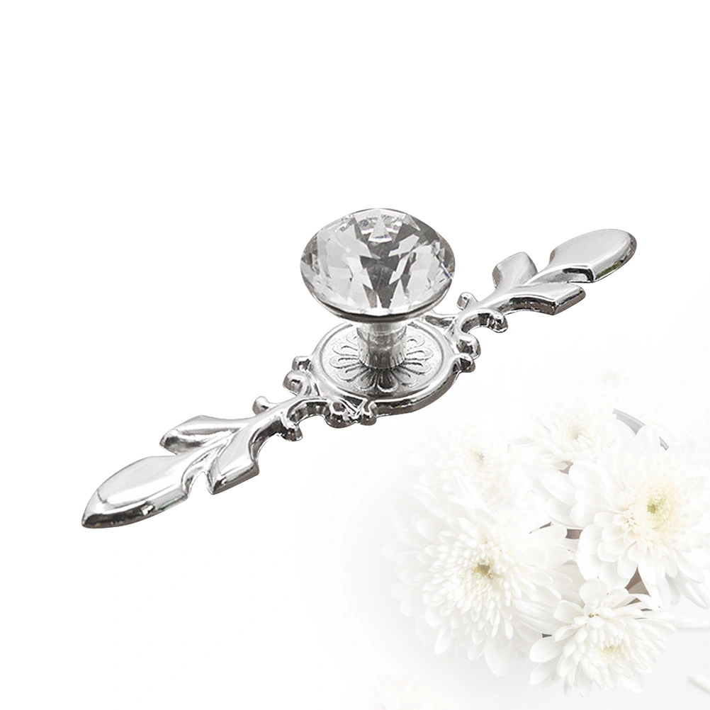 2pcs Crystal Handle Transparent Glass Cabinet Knobs Simple Door Pull Handle Drawer Cupboard Wardrobe Handle Silver Size 170mm