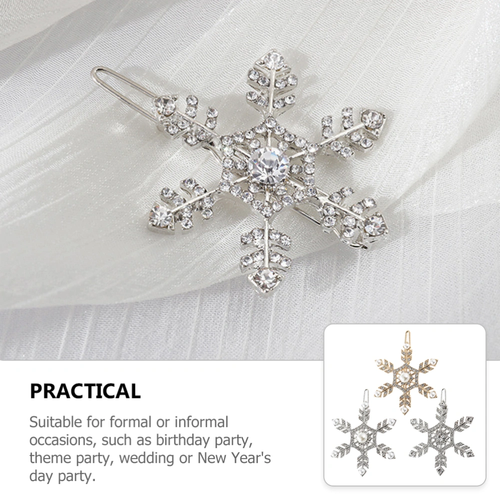 3pcs Exquisite Snowflake Hairpins Snowflake Hair Clips Women Headdress