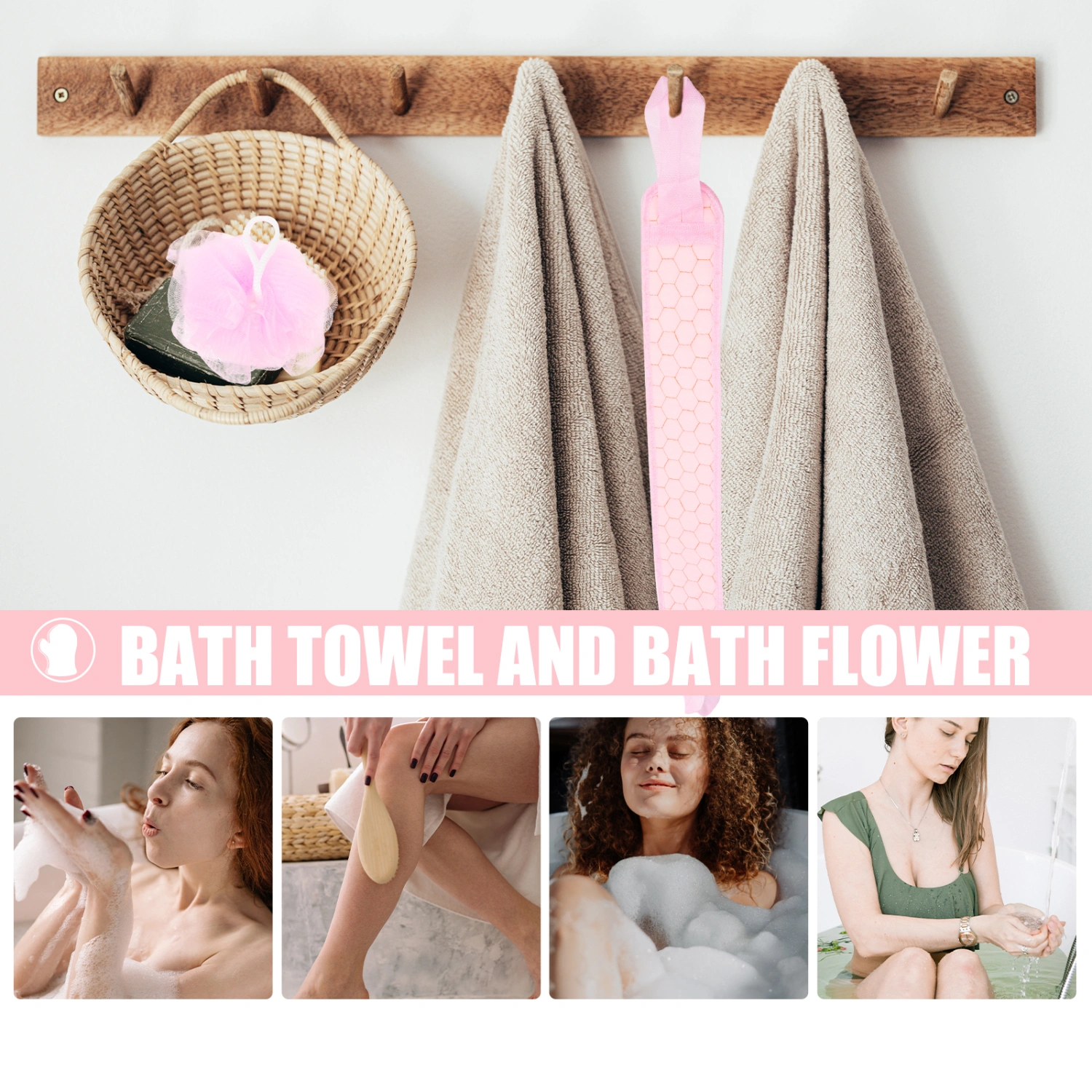 1 Set of Exfoliating Back Scrubber Body Clean Mitt Household Scrubbing Towel Body Shower Towel