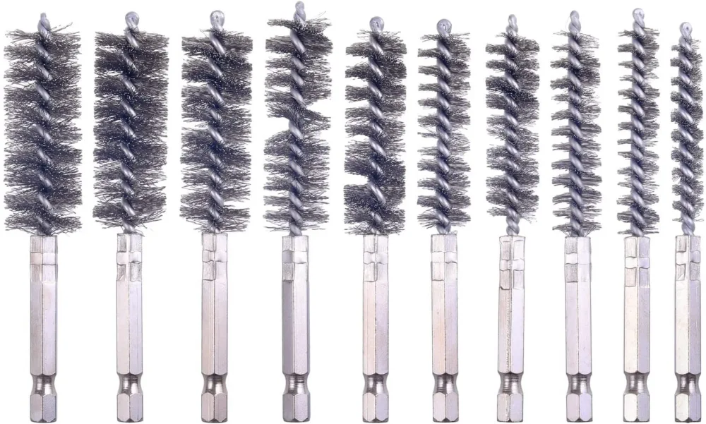 10pcs Wire Bore Brushes Steel Wire Brushes Cleaning Brush Set Metal Brushes for Drill