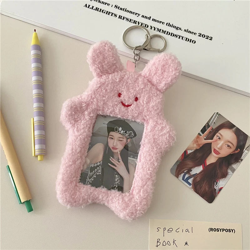 Cartoon Plush Card Sleeve Visible Card Sleeve Hanging Card Cover Decorative Card Protection Cover