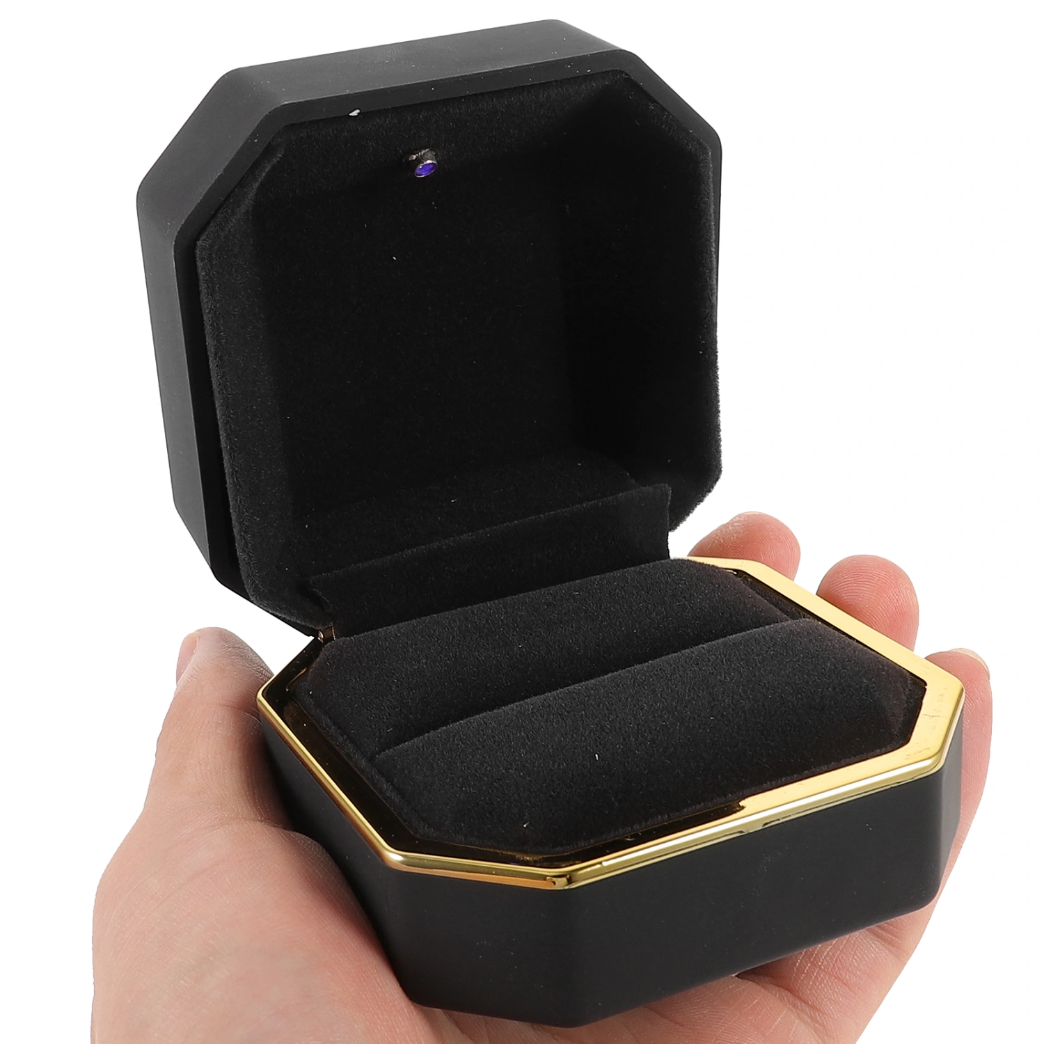 Gorgeous Ring Box Ring Gift Box LED Lighting Octagonal Engagement Ring Box