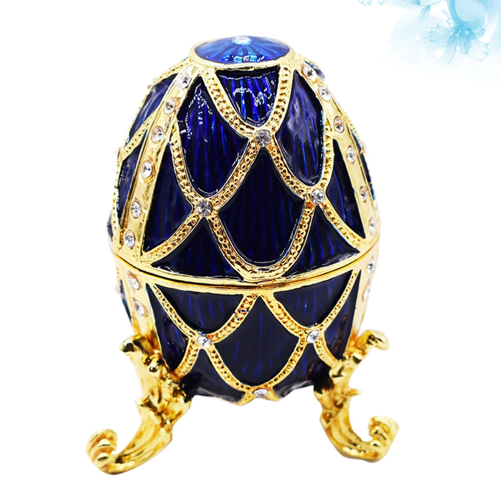 1PC Rhinestone Jewelry Storage Box Metal Easter Egg Shape Jewelry Container Organizer for Women Home Shop