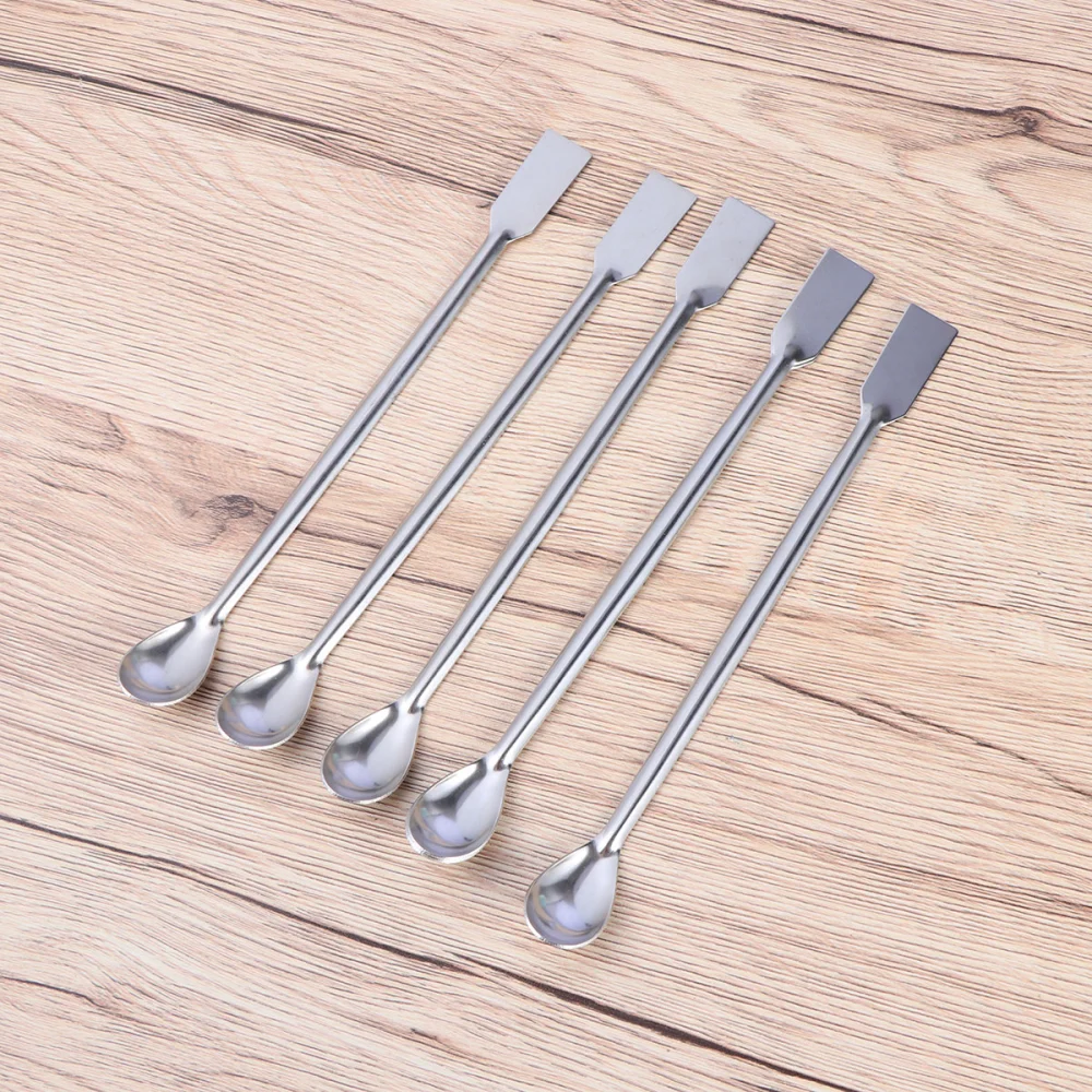 6 Pcs 7.8" Micro Double Ends Spatula Stainless Steel Flat Square Spoons for Home School