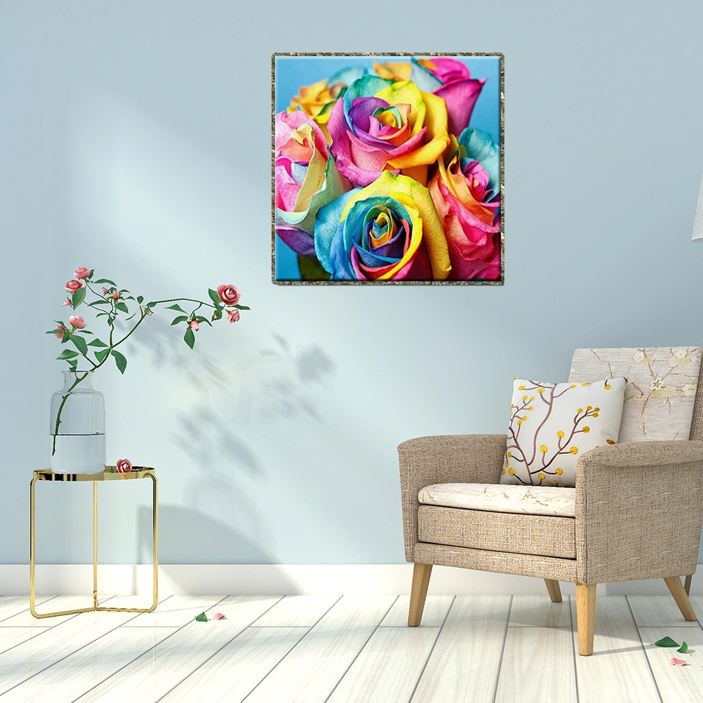 5D DIY Unframed Diamond Embroidery Painting Handmade Wall Decoration Cross Stitch Printing Craft Kits 30x30cm (Colorful Flower)