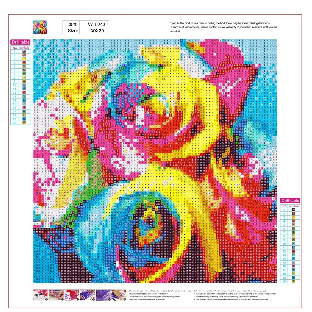 5D DIY Unframed Diamond Embroidery Painting Handmade Wall Decoration Cross Stitch Printing Craft Kits 30x30cm (Colorful Flower)